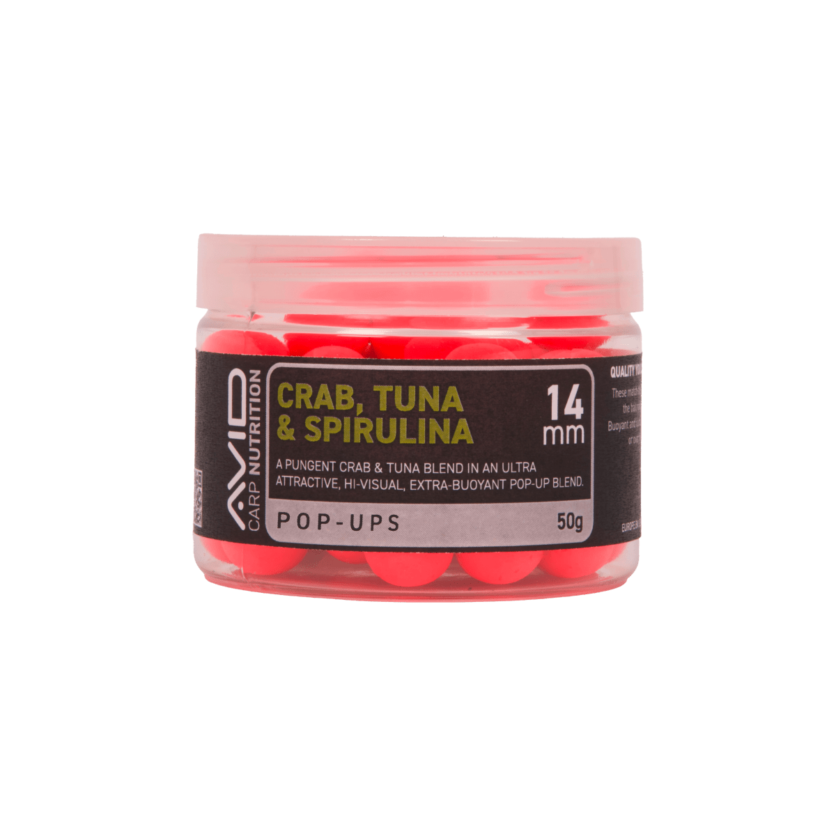 Avid Carp Crab, Tuna & Spirulina - Pop - ups - 14mm - Roze - KarperCentrale