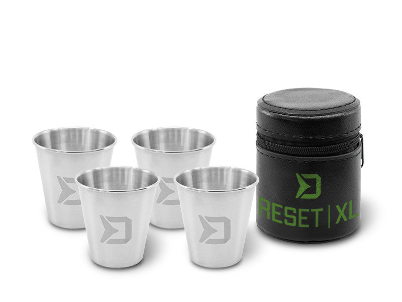 Delphin RESET - RVS Shot Glaasjes Set - 70ml - Met Tasje - KarperCentrale