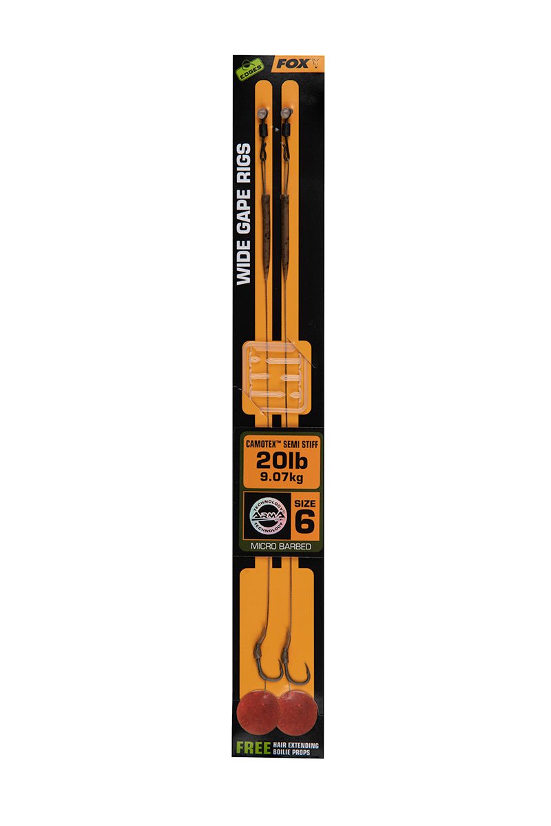 Fox Edges Wide Gape Camotex Semi Stiff Ready Rigs - dé KarperCentrale