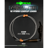 Korda Dark Matter Leader - 100cm - QC Hybrid Clip Clear - 40LB - KarperCentrale