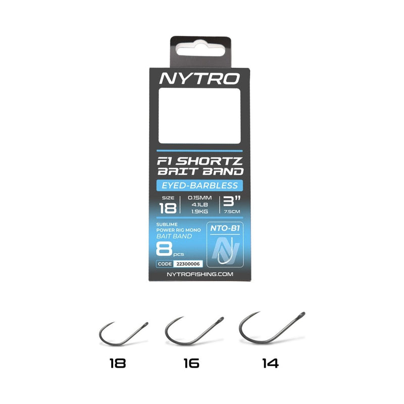 NTO-B1 Barbless F1 Shortz - Latex Bait Band - 7.5cm