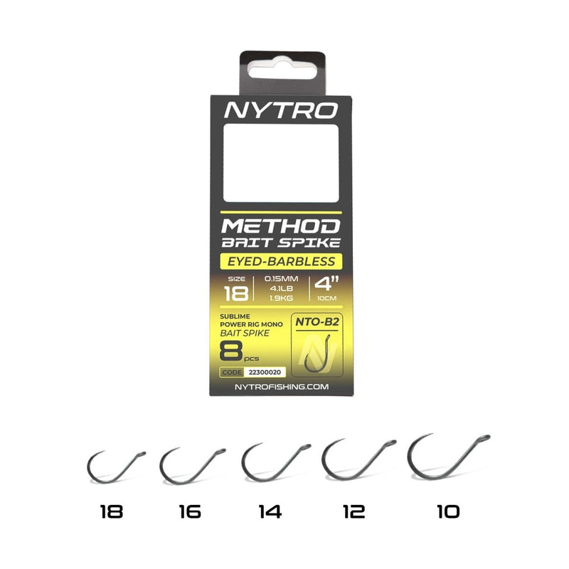 NTO-B2 Barbless Method Bait Spike Rig - 10cm