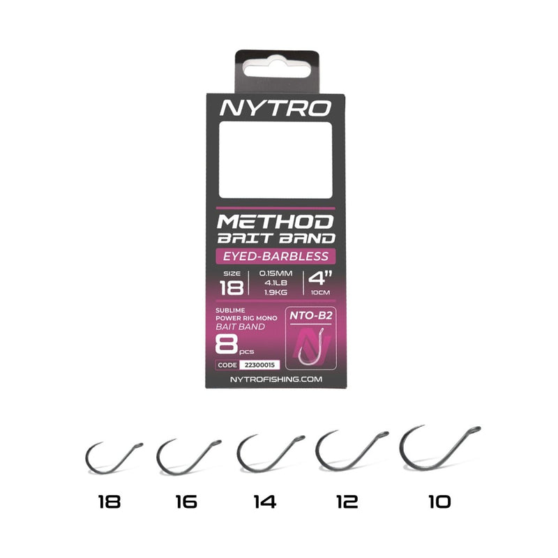 NTO-B2 Barbless Method Latex Bait Band Rig - 10cm