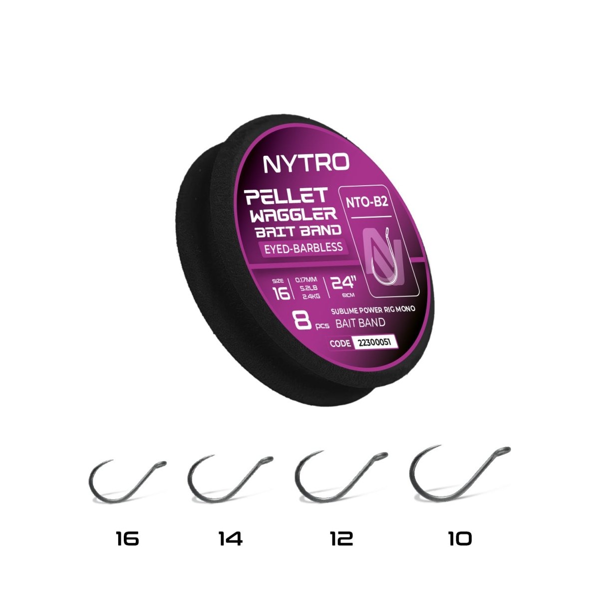 Nytro NTO - B2 Barbless Pellet Waggler Rig - 61cm - Latex Bait Band - KarperCentrale
